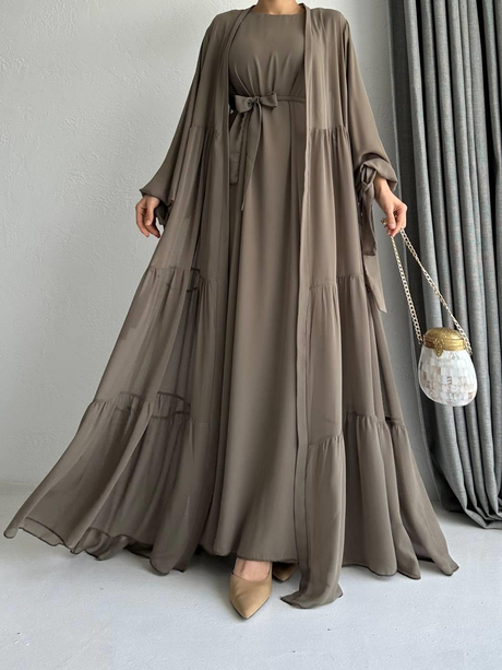 Şifon Abaya Takım Haki
