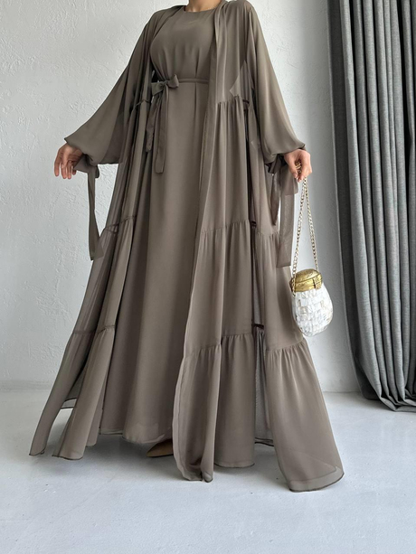 Şifon Abaya Takım Haki