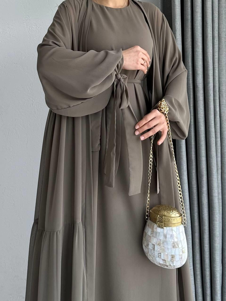 Şifon Abaya Takım Haki