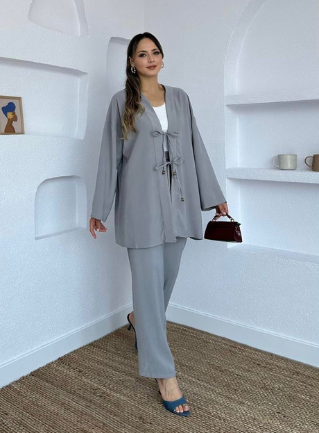 Sofia Bağlamalı Takım Gri