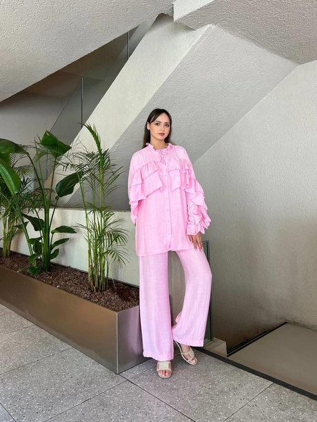 Soft Keten Takım Pembe