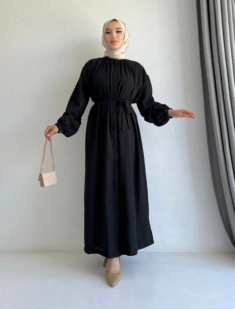 Tam Düğmeli Keten Elbise Siyah - Moda AlaTam Düğmeli Keten Elbise Siyah
