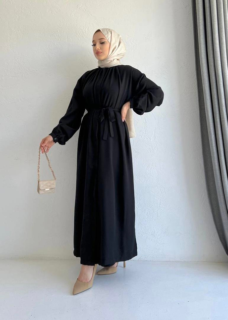 Tam Düğmeli Keten Elbise Siyah - Moda AlaTam Düğmeli Keten Elbise Siyah