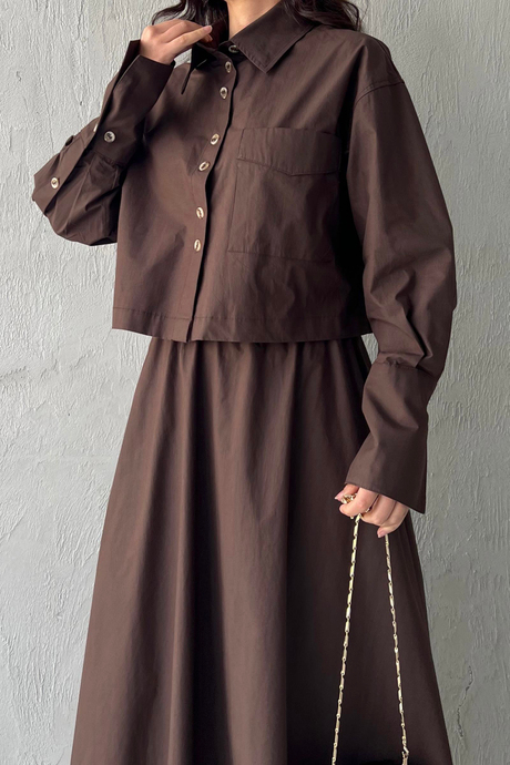 Tek Cepli Keten Takım Kahverengi