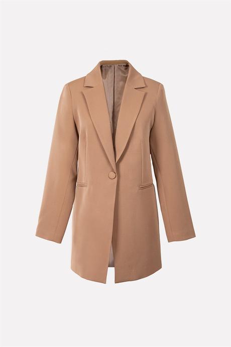Tek Düğmeli Blazer Ceket Bej