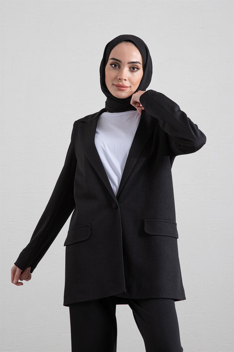 Tek düğmeli Ceketli Takım Siyah
