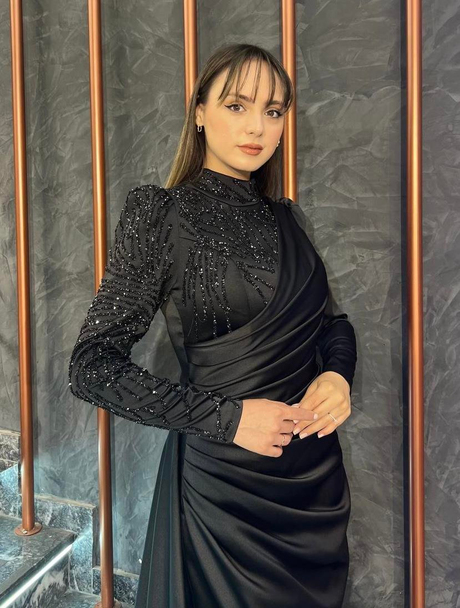 Tek Omuz Detaylı Abiye Siyah - Moda AlaTek Omuz Detaylı Abiye Siyah