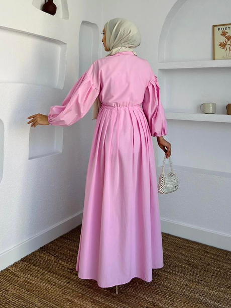 Tericotton Elbise Pembe