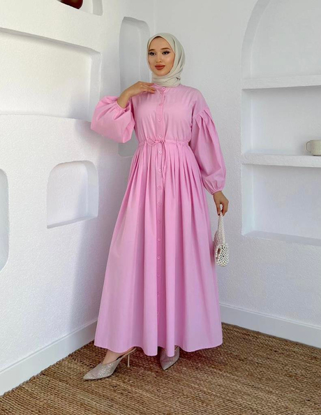 Tericotton Elbise Pembe