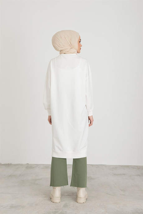 Yanı Yırtmaçlı Tunik - Ekru