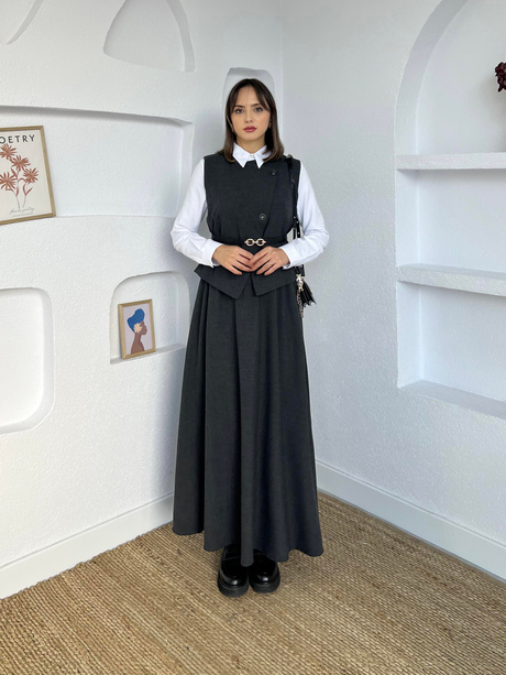 Yelekli Etekli Takım Antrasit