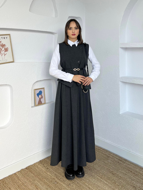 Yelekli Etekli Takım Antrasit