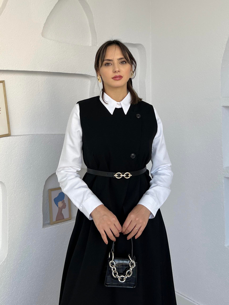 Yelekli Etekli Takım Siyah