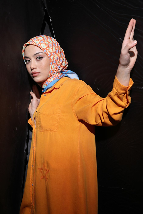 Yıldız Nakışlı Tansel Tunik Oranj