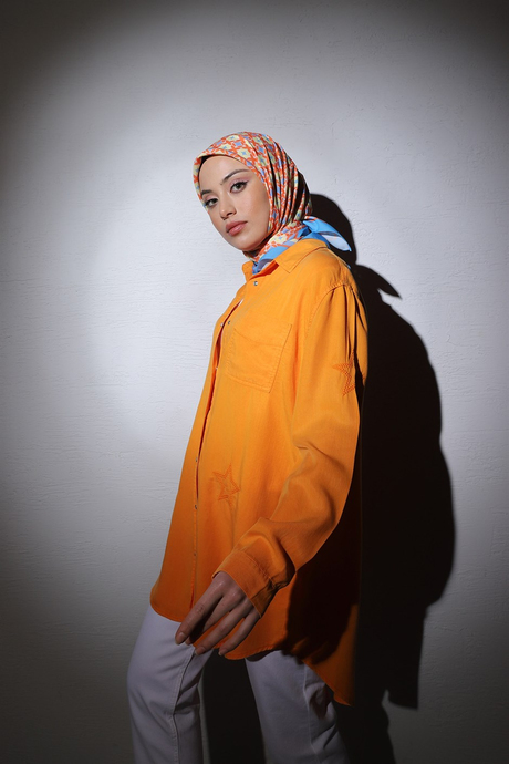 Yıldız Nakışlı Tansel Tunik Oranj