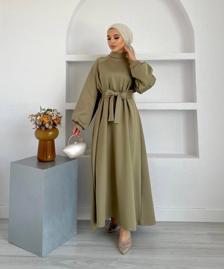 Zara Scuba Elbise Haki
