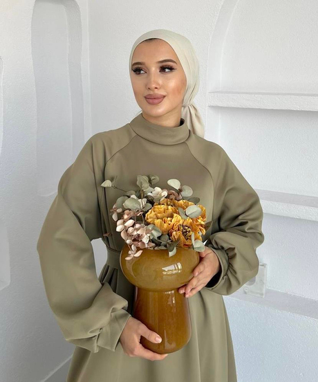 Zara Scuba Elbise Haki