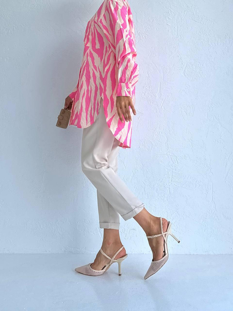 Zebra Desenli Tunik Pembe