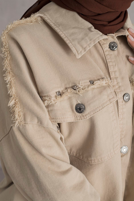 Zımba Detaylı Denim Takım - Taş