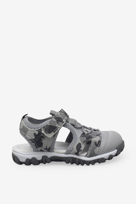 Arzen Unisex Çocuk Cırtlı Kafes Sandalet Gri Kamuflaj ARZ2025-10
