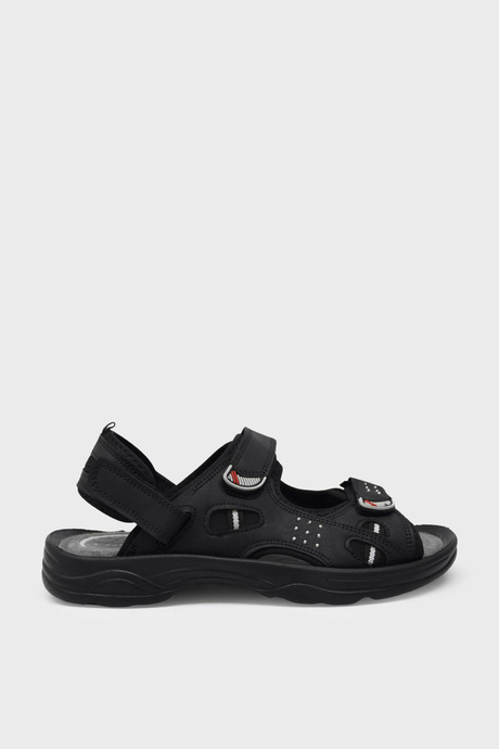 Castle Black Erkek Cırtlı Spor Sandalet Nubuk Siyah CB-K6