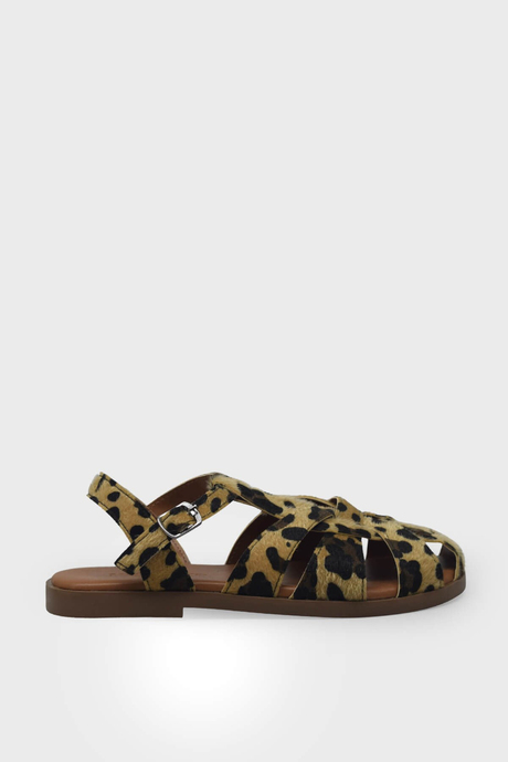 Kanuga Kadın Günlük Kafes Sandalet Leopar LPA1003
