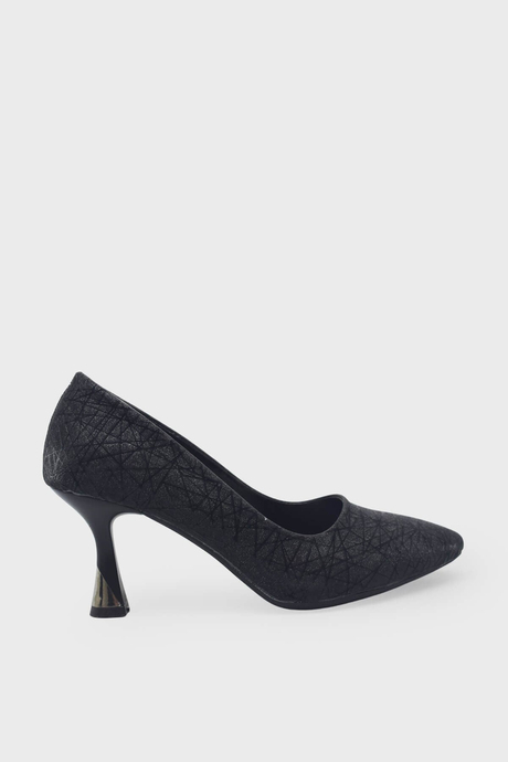Kanuga Kadın Kadeh Topuk Stiletto Siyah Simli LPA1110-1