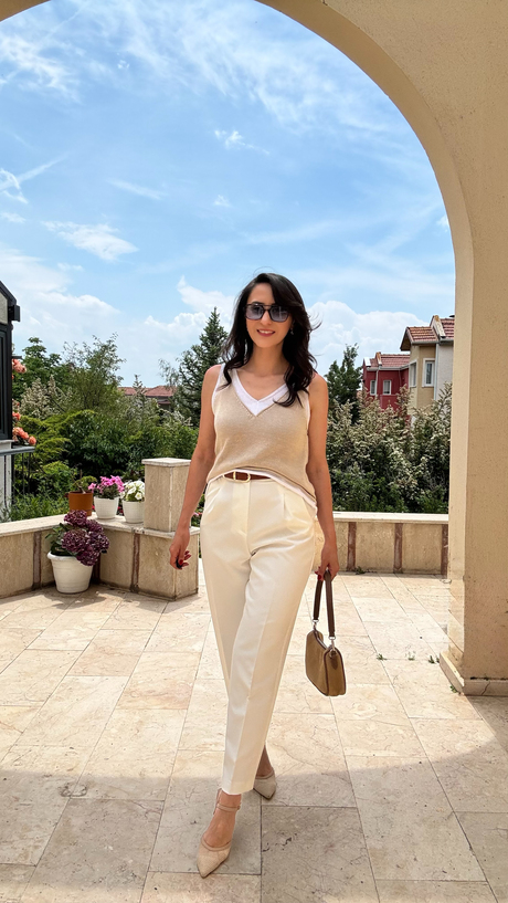 Bej Biyeli Merserize Triko