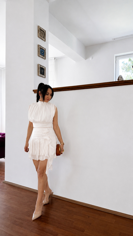 Ekru Premium Işıltılı Drape Detay Takım