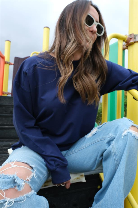 Lacivert Basic Sweatshirt