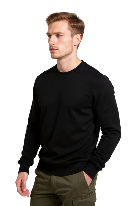 Bisiklet Yaka Siyah Sweatshirt