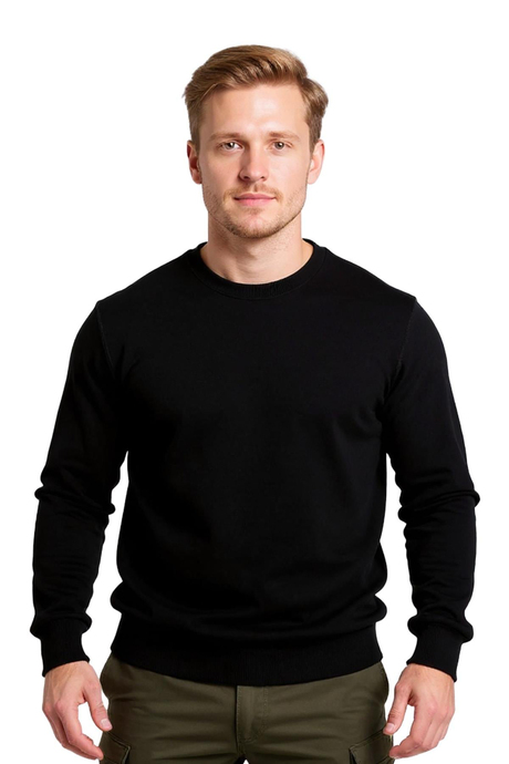 Bisiklet Yaka Siyah Sweatshirt