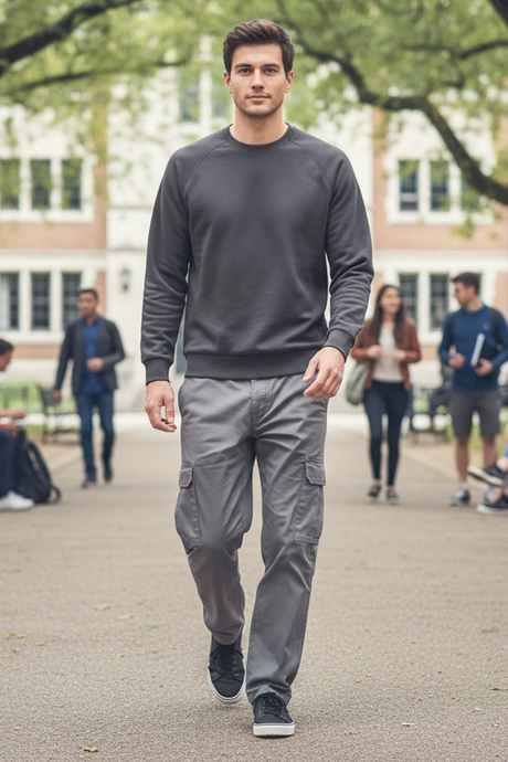 Bisiklet Yaka Siyah Sweatshirt