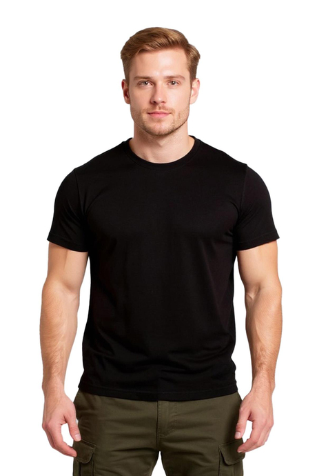Bisiklet Yaka Siyah T-shirt