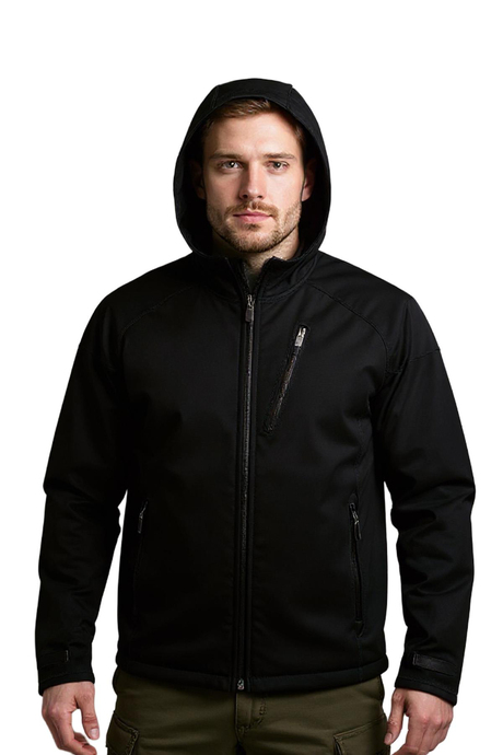 Cat Softshell Kapüşonlu Siyah Mont