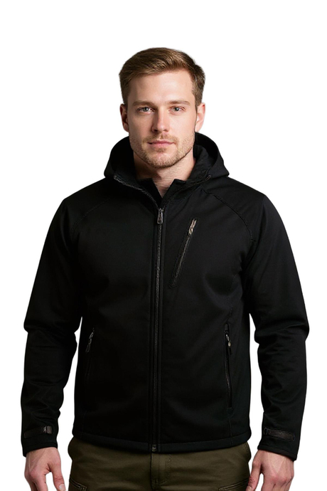 Cat Softshell Kapüşonlu Siyah Mont