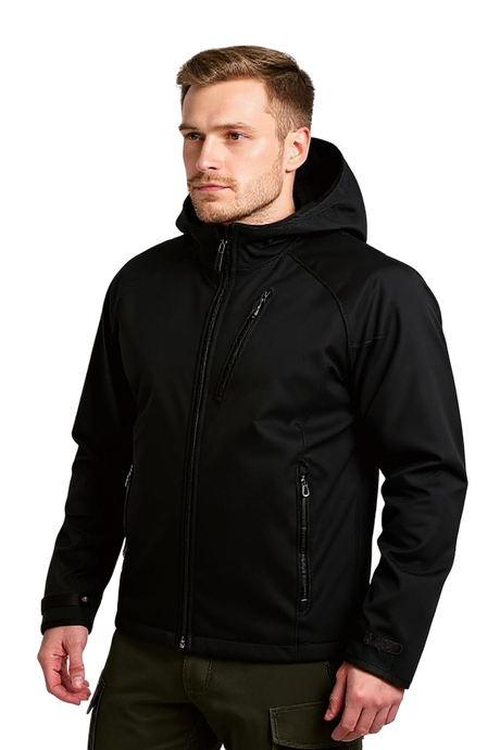 Cat Softshell Kapüşonlu Siyah Mont