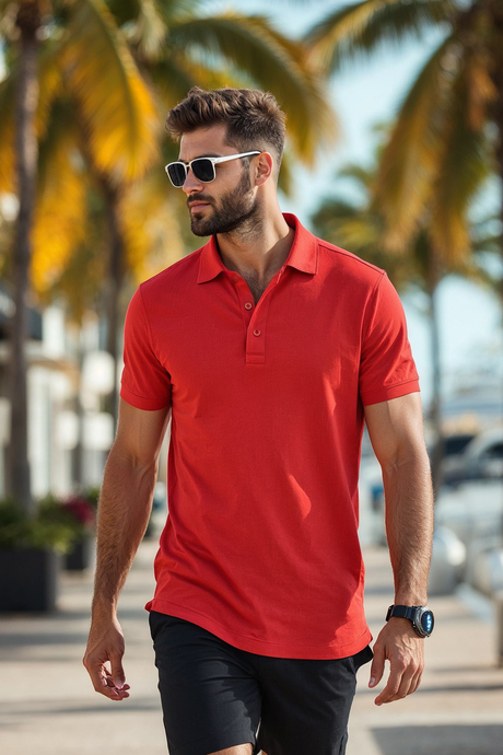 Polo Yaka Kımızı T-shirt