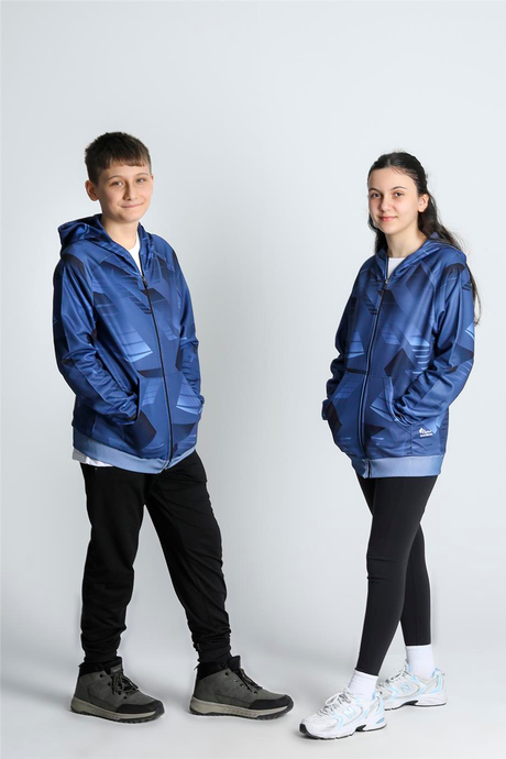 Relax Kapüşonlu Mavi Çocuk Sweatshirt