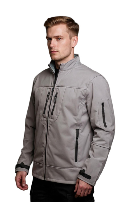 Softshell Kapüşonlu Açık Füme Mont