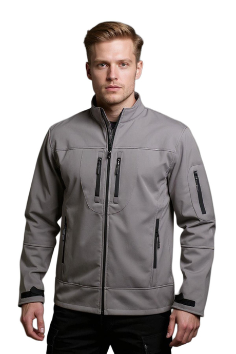 Softshell Kapüşonlu Açık Füme Mont