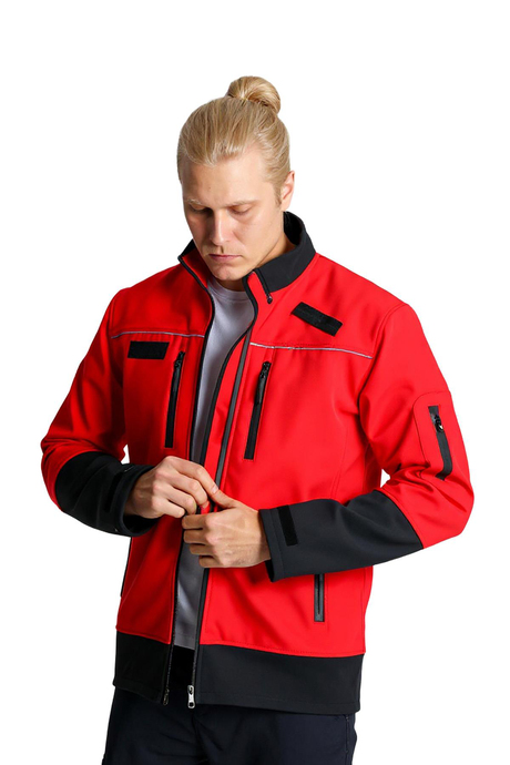 Softshell Kapüşonlu Kırmızı Mont