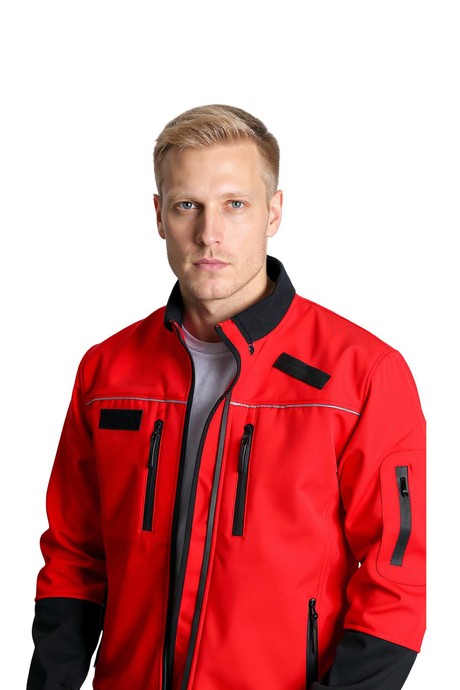 Softshell Kapüşonlu Kırmızı Mont