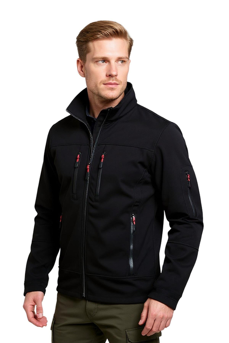 Softshell Kapüşonlu Siyah Mont