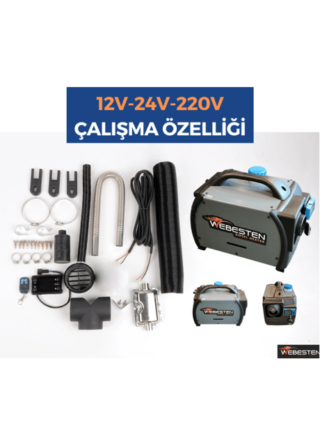 Webesten 5.5Kw Çanta Tipi Dizel Isıtıcı 12V/24V/220V