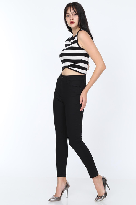Siyah Yüksek Bel Skinny Kadın Pantolon