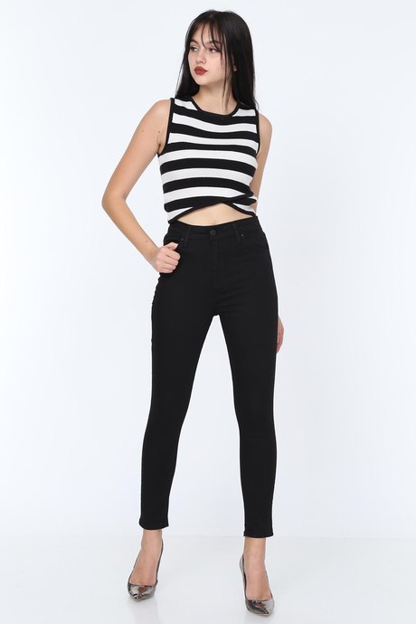 Siyah Yüksek Bel Skinny Kadın Pantolon