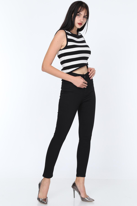 Siyah Yüksek Bel Skinny Kadın Pantolon