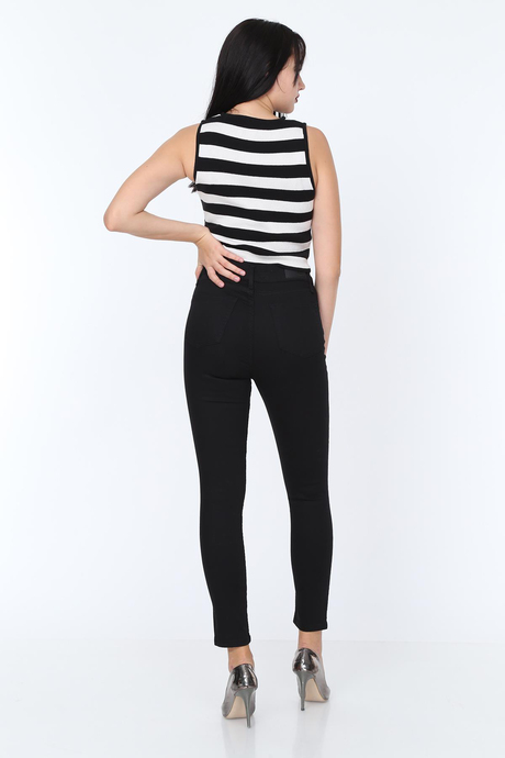 Siyah Yüksek Bel Skinny Kadın Pantolon