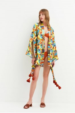 Desenli Retro Kimono